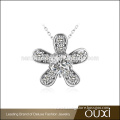 OUXI Fashion Design Necklace Jewelry Beautiful plum blossom flower shaped cubia zirconia zinc alloy pendant necklace
